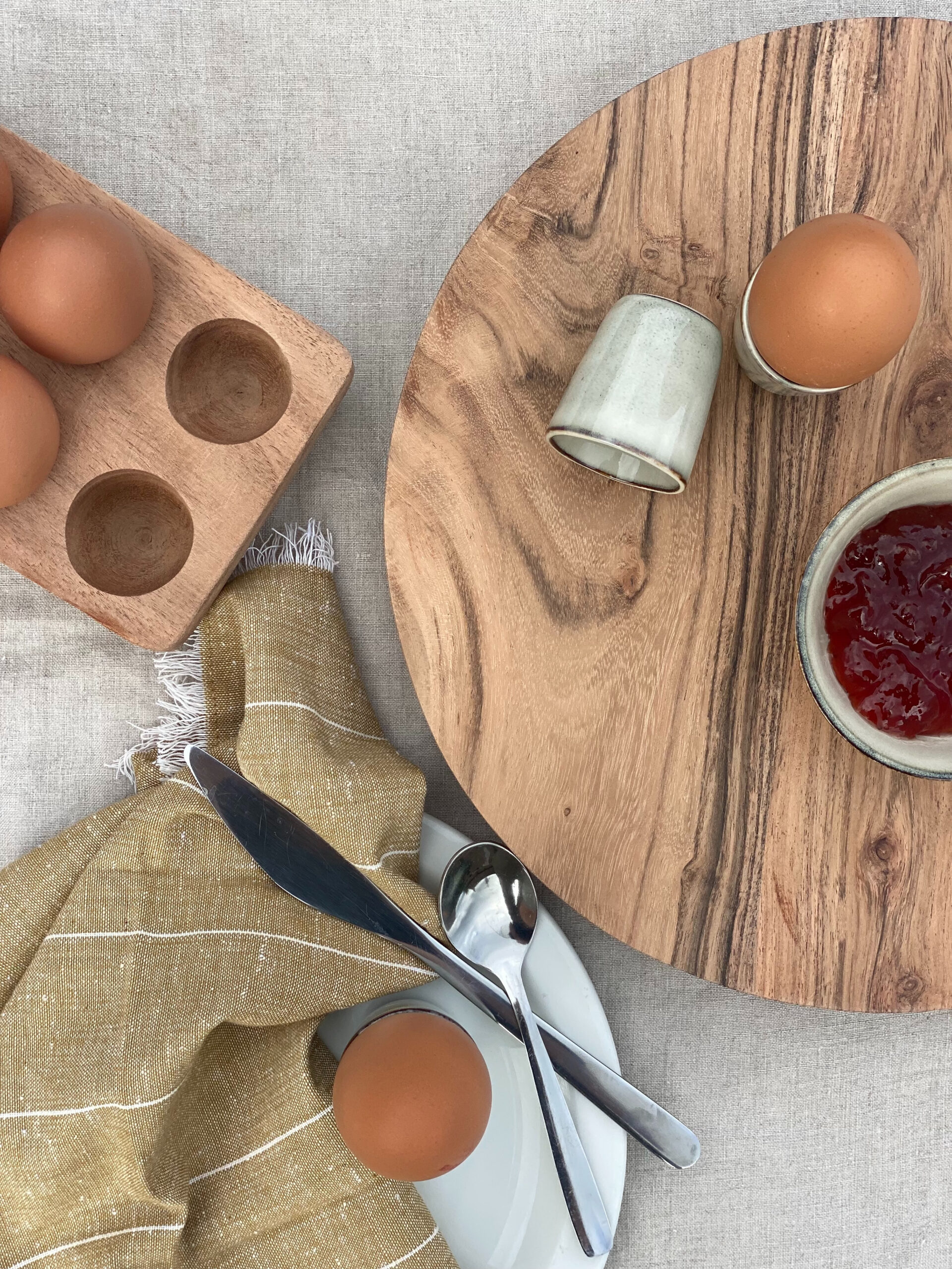 Acacia Wood Double Layer Egg Holder - Stores 36 Eggs With Removable Rods